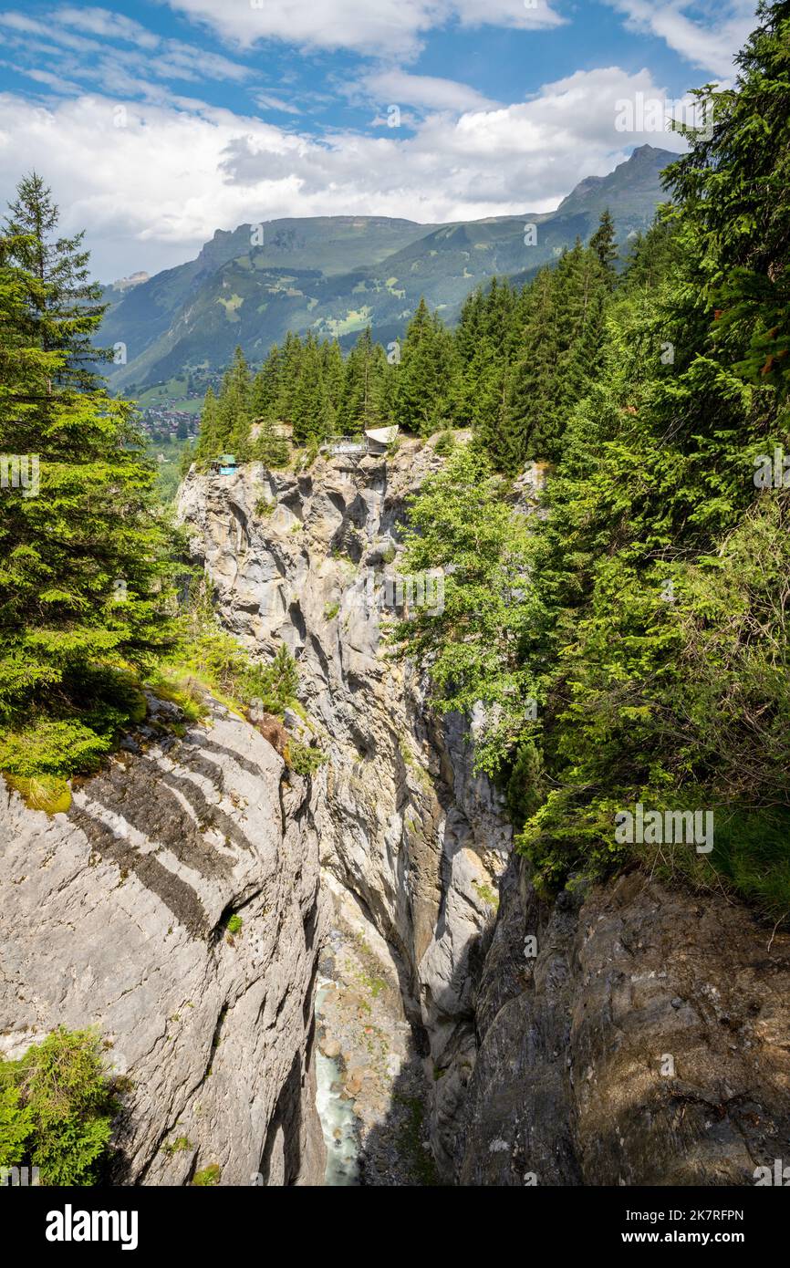 The chasm Gletscherschlucht over Grindelwald - Switzerland Stock Photo