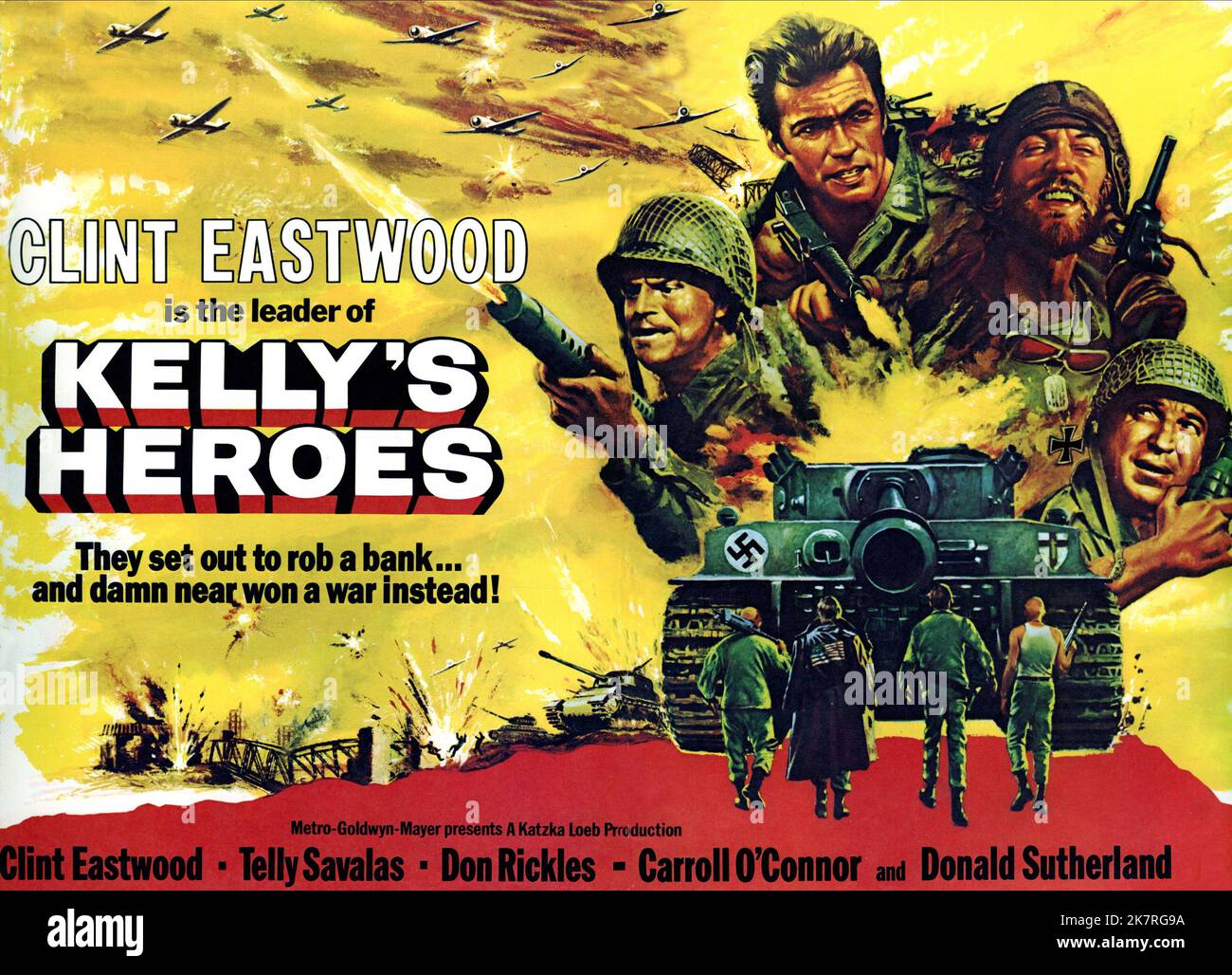 Movie Poster Film: Kelly'S Heroes (USA/YU 1970)   Director: Brian G.Hutton 23 June 1970   **WARNING** This Photograph is for editorial use only and is the copyright of MGM and/or the Photographer assigned by the Film or Production Company and can only be reproduced by publications in conjunction with the promotion of the above Film. A Mandatory Credit To MGM is required. The Photographer should also be credited when known. No commercial use can be granted without written authority from the Film Company. Stock Photo