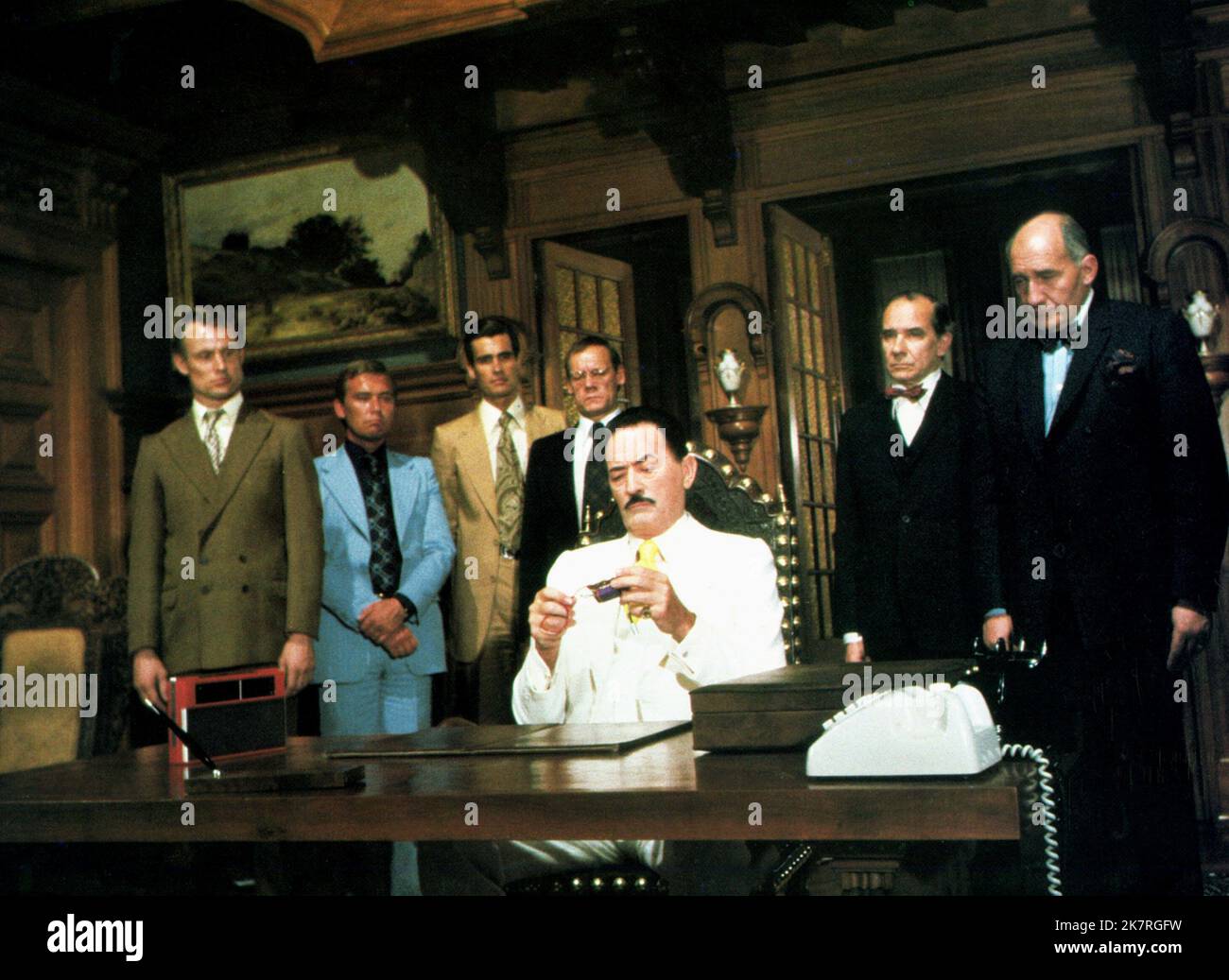 Gregory Peck, Joachim Hansen, Gunter Meisner & Walter Gotell Film: The Boys From Brazil (1979) Characters: Dr. Josef Mengele,Fassler, & Mundt  Director: Franklin J. Schaffner 05 October 1978   **WARNING** This Photograph is for editorial use only and is the copyright of ITC and/or the Photographer assigned by the Film or Production Company and can only be reproduced by publications in conjunction with the promotion of the above Film. A Mandatory Credit To ITC is required. The Photographer should also be credited when known. No commercial use can be granted without written authority from the Fi Stock Photo