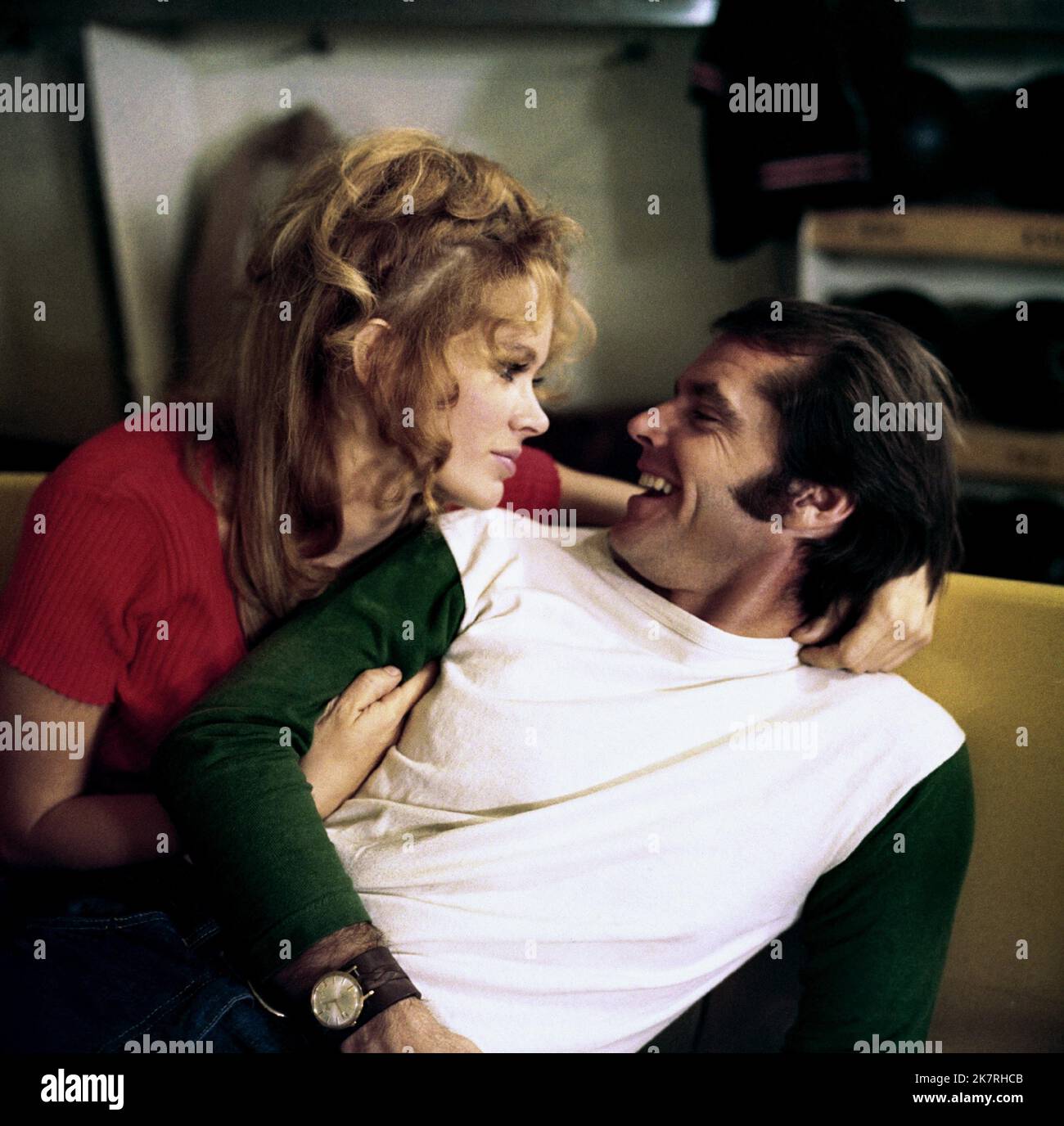Karen Black & Jack Nicholson Film: Five Easy Pieces (USA 1970) Characters: Rayette Dipesto & Robert Eroica Dupea  Director: Bob Rafelson 11 September 1970   **WARNING** This Photograph is for editorial use only and is the copyright of COLUMBIA and/or the Photographer assigned by the Film or Production Company and can only be reproduced by publications in conjunction with the promotion of the above Film. A Mandatory Credit To COLUMBIA is required. The Photographer should also be credited when known. No commercial use can be granted without written authority from the Film Company. Stock Photo