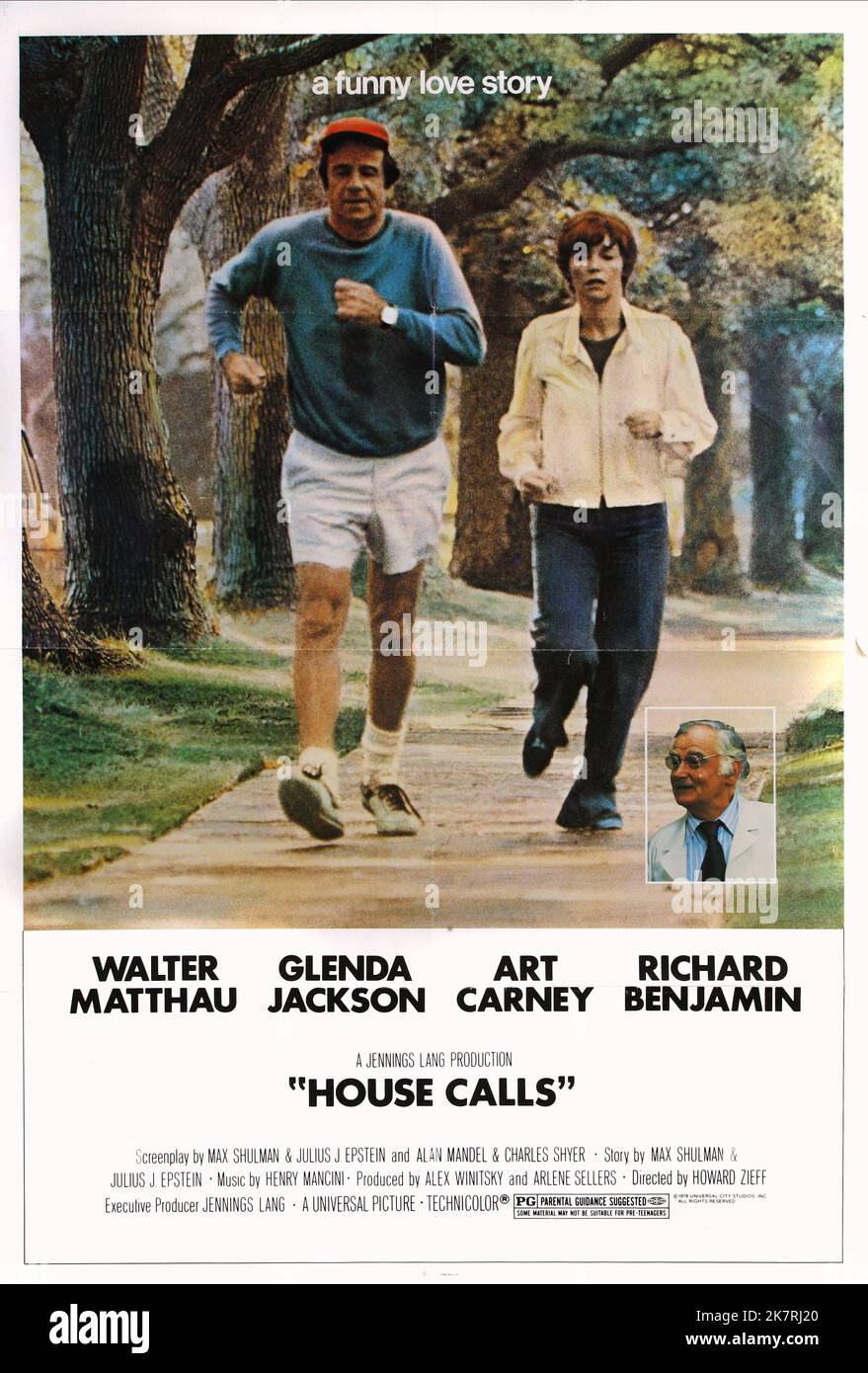 Walter Matthau & Glenda Jackson Poster Film: House Calls (1970) Characters: Dr. Charley Nichols &  Director: Howard Zieff 15 March 1978   **WARNING** This Photograph is for editorial use only and is the copyright of UNIVERSAL and/or the Photographer assigned by the Film or Production Company and can only be reproduced by publications in conjunction with the promotion of the above Film. A Mandatory Credit To UNIVERSAL is required. The Photographer should also be credited when known. No commercial use can be granted without written authority from the Film Company. Stock Photo