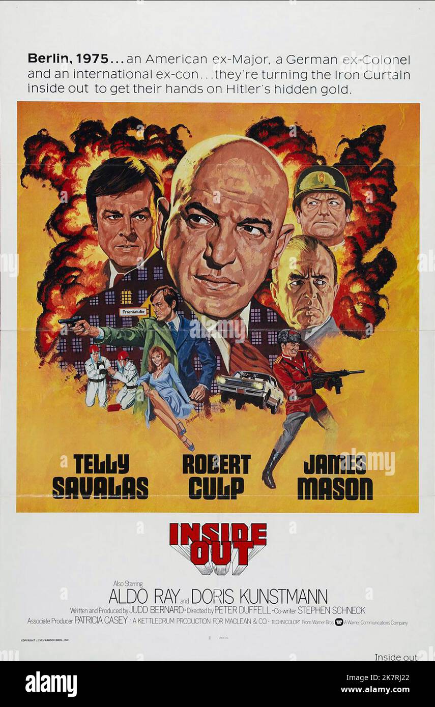 Telly Savalas Poster Film: Inside Out; Hitler'S Gold; The Golden Heist (1976)   Director: Peter Duffell 14 November 1975   **WARNING** This Photograph is for editorial use only and is the copyright of WARNER BROS and/or the Photographer assigned by the Film or Production Company and can only be reproduced by publications in conjunction with the promotion of the above Film. A Mandatory Credit To WARNER BROS is required. The Photographer should also be credited when known. No commercial use can be granted without written authority from the Film Company. Stock Photo