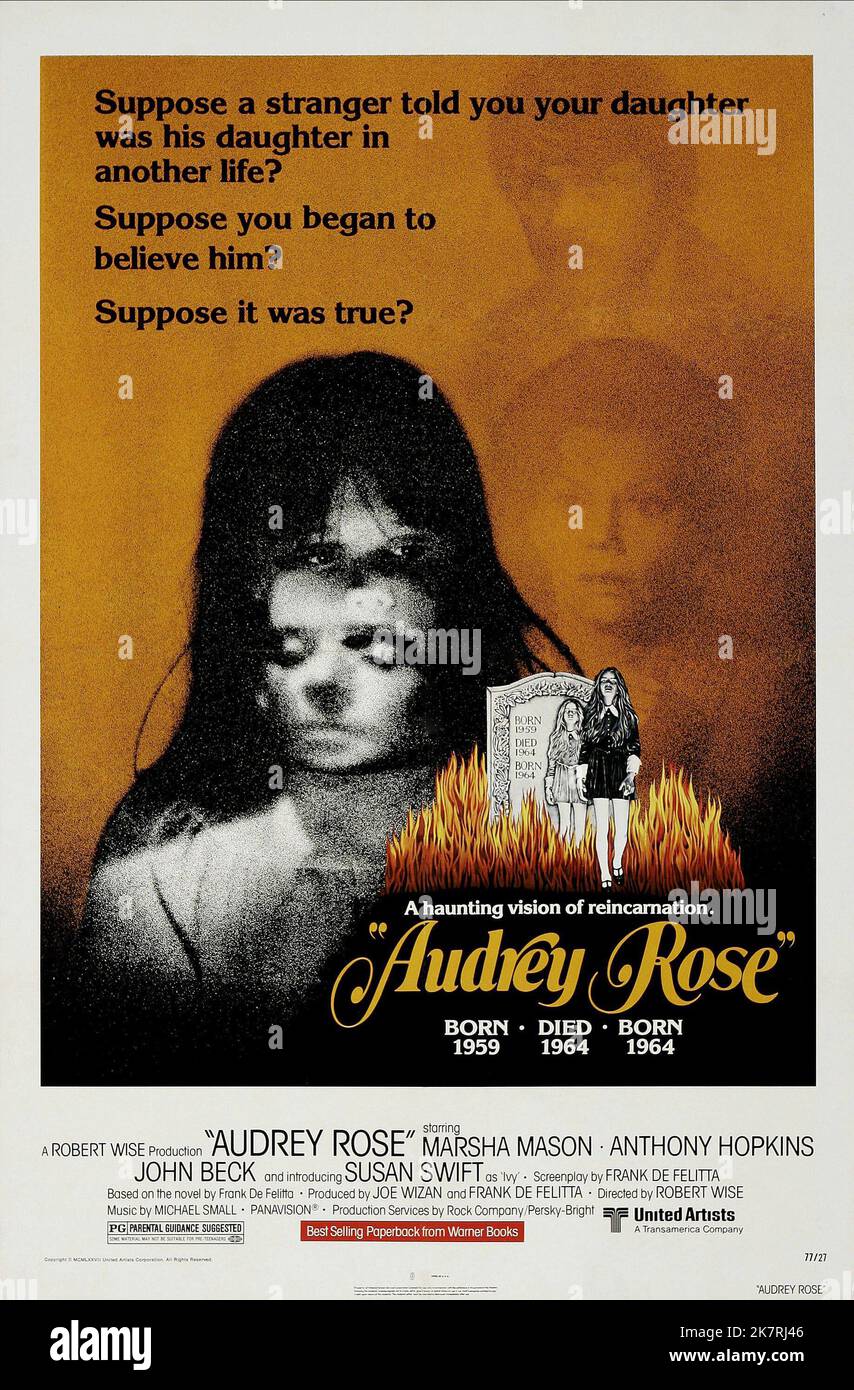 Film Poster Film: Audrey Rose (USA 1977)   Director: Robert Wise 06 April 1977   **WARNING** This Photograph is for editorial use only and is the copyright of UNITED ARTISTS and/or the Photographer assigned by the Film or Production Company and can only be reproduced by publications in conjunction with the promotion of the above Film. A Mandatory Credit To UNITED ARTISTS is required. The Photographer should also be credited when known. No commercial use can be granted without written authority from the Film Company. Stock Photo