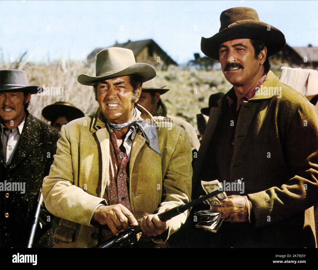 Dean Martin & Rock Hudson Film: Showdown (1973) Characters: Billy Massey & Chuck Jarvis  Director: George Seaton 08 June 1973   **WARNING** This Photograph is for editorial use only and is the copyright of UNIVERSAL and/or the Photographer assigned by the Film or Production Company and can only be reproduced by publications in conjunction with the promotion of the above Film. A Mandatory Credit To UNIVERSAL is required. The Photographer should also be credited when known. No commercial use can be granted without written authority from the Film Company. Stock Photo