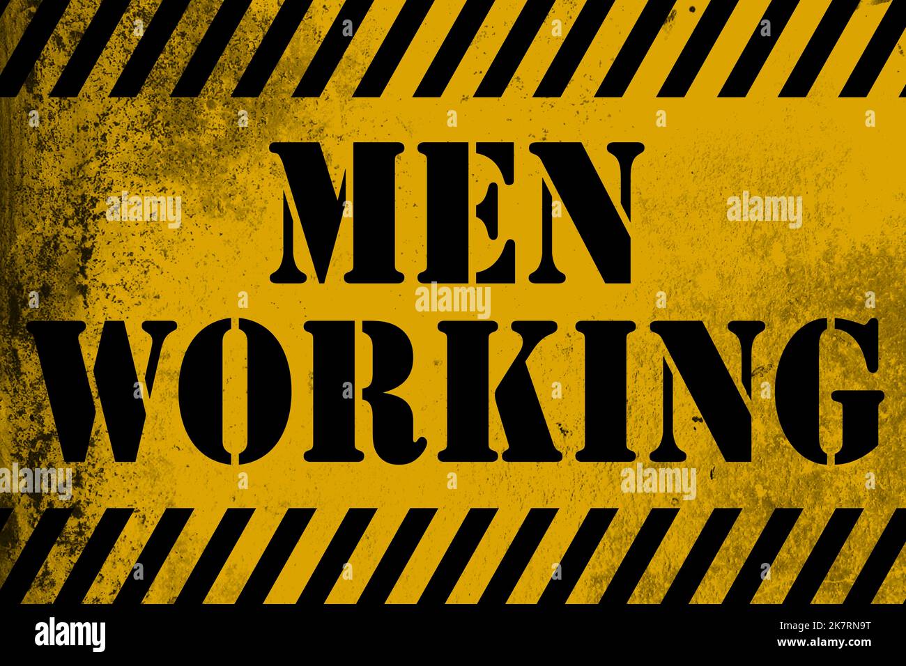 Men working sign yellow with stripes, 3D rendering Stock Photo