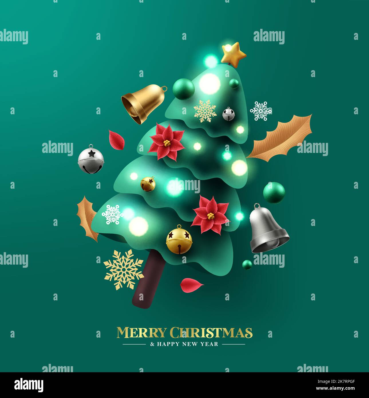 Christmas tree vector background design. Merry christmas and happy new ...