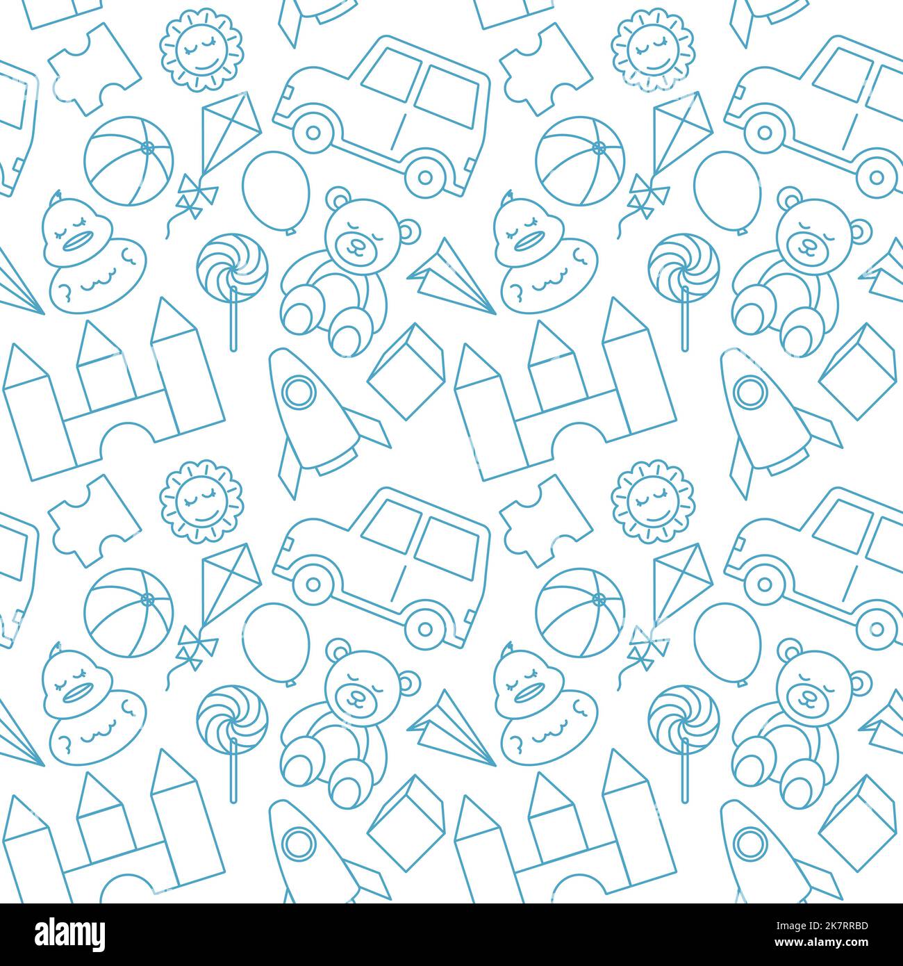 Toy Children Kid Seamless Pattern Outline Background Stock Vector