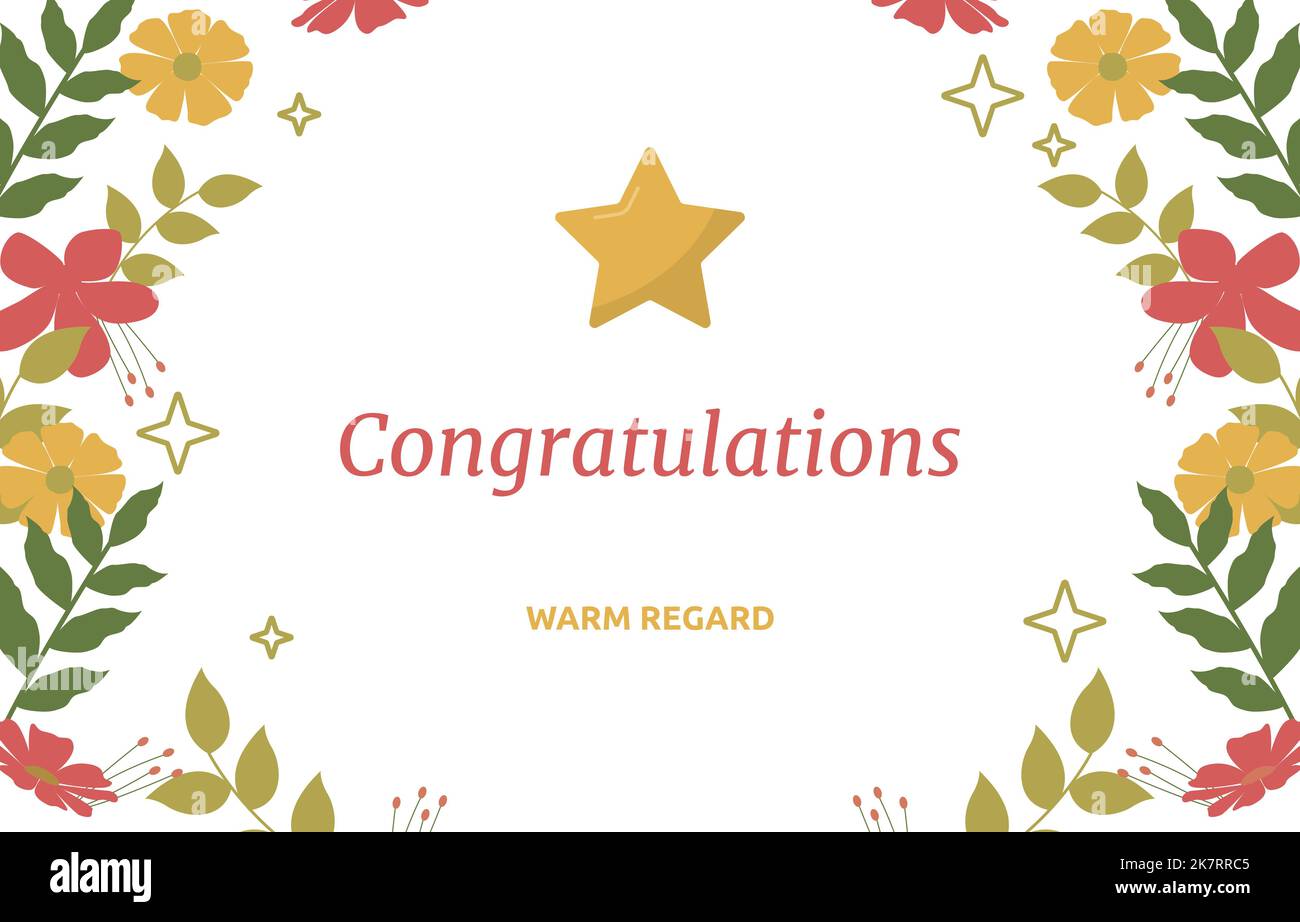 Congratulations Card Career Job Promotion Colorful Flower Floral Stock
