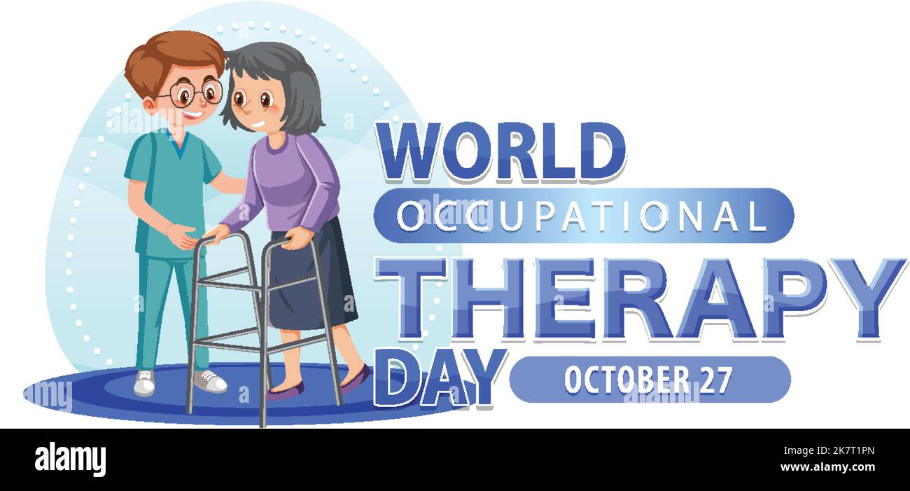 World occupational therapy day text banner design illustration Stock