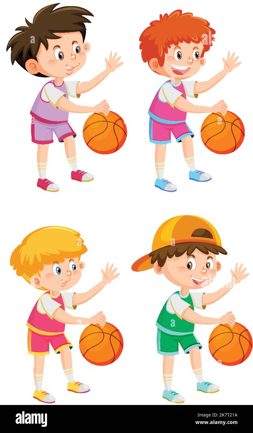 A boy playing basketball cartoon illustration Stock Vector Image & Art