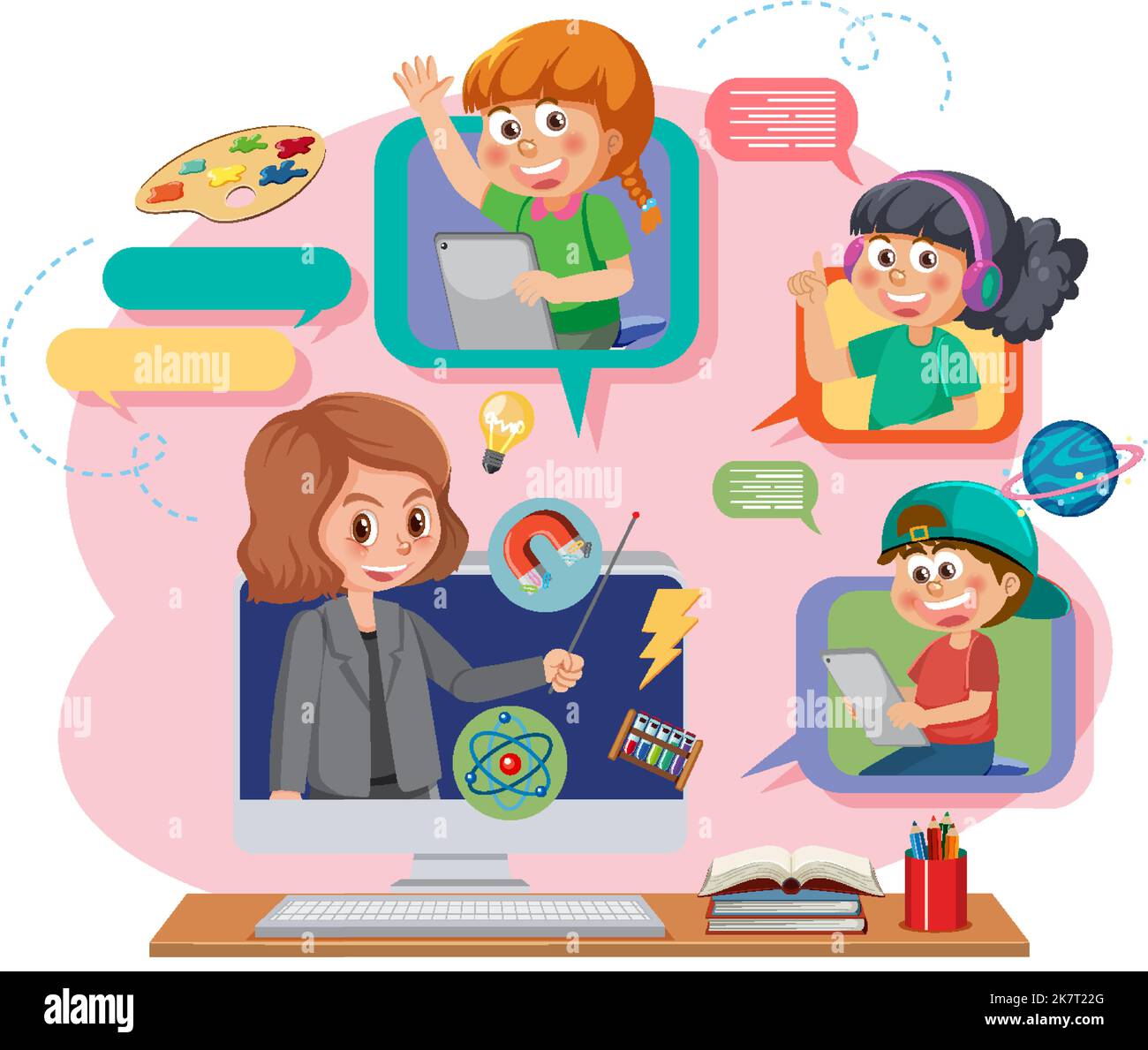 Online learning kids vector illustration stock vector image art alamy