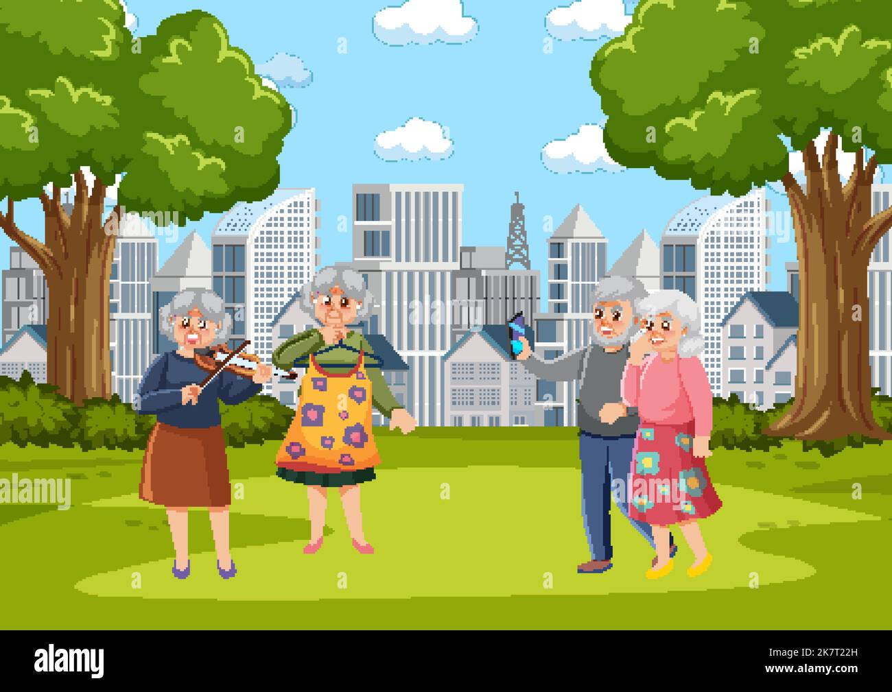 Elderly people relaxing in park illustration Stock Vector Image & Art ...