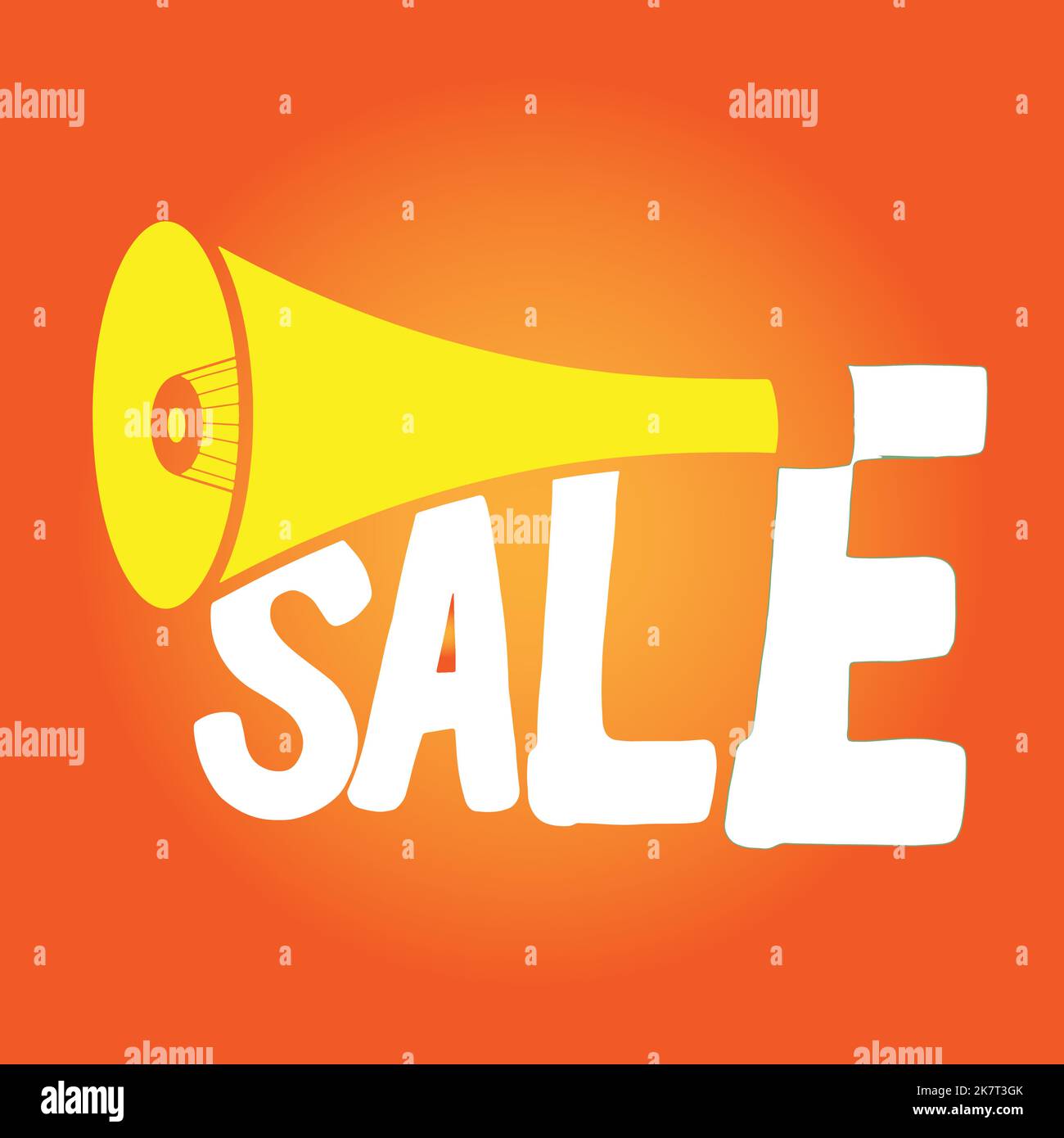 Loudspeaker with sale tag, label vector illustration. Stock Vector
