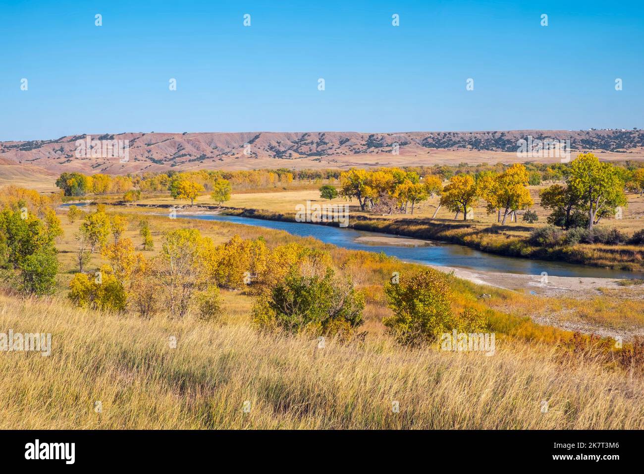 October colors along the Cheyenne River, South Dakota, USA Stock Photo