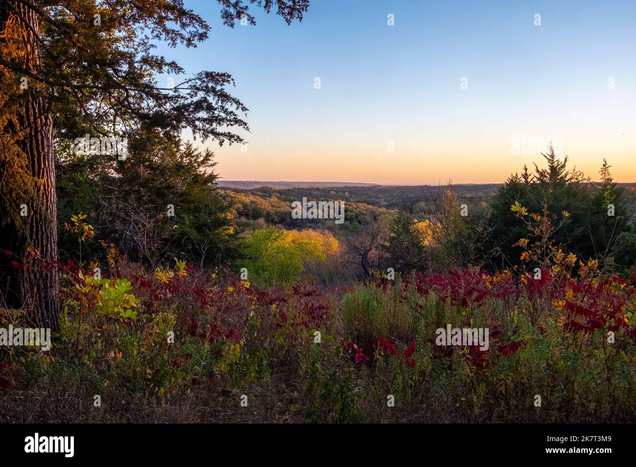 Autumn light in the Loess Hills of western Iowa, USA Stock Photo