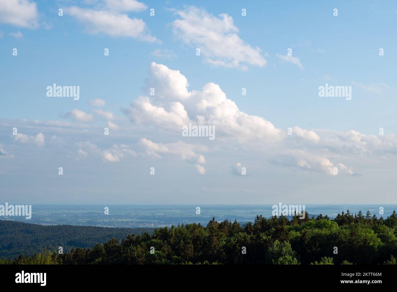 Landscape photos clouds and blue sky in the Bavarian Forest with ...