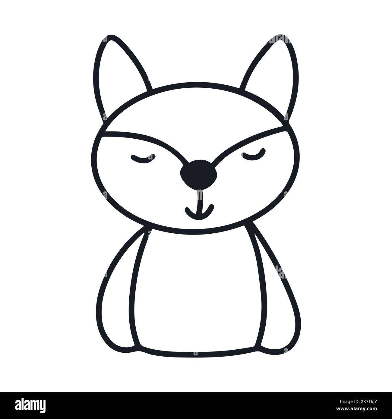 Little fox christmas character doodle illustration Stock Vector Image