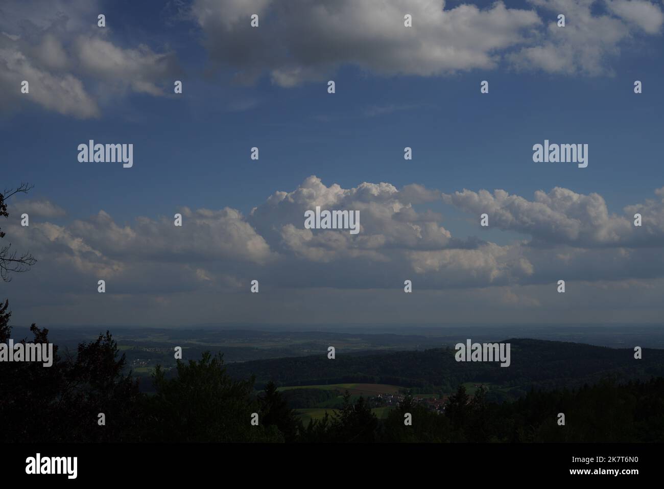 Landscape photos clouds and blue sky in the Bavarian Forest with ...