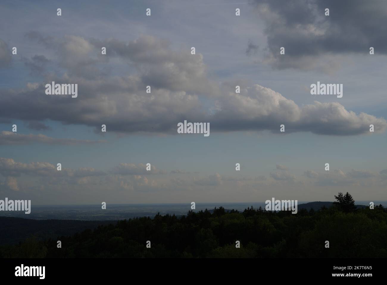 Landscape photos clouds and blue sky in the Bavarian Forest with ...