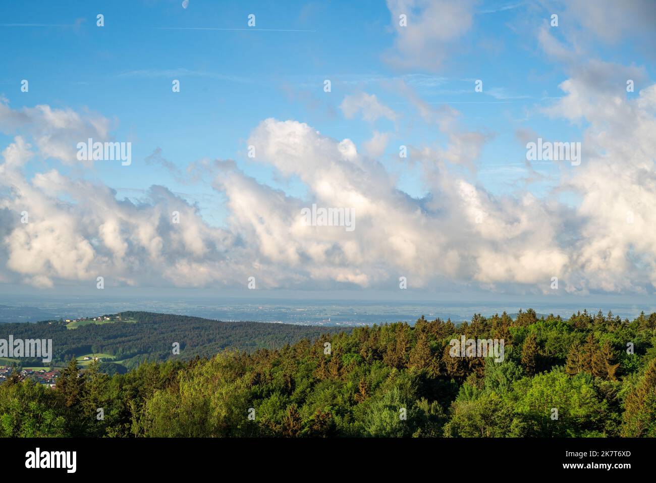 Landscape photos clouds and blue sky in the Bavarian Forest with ...