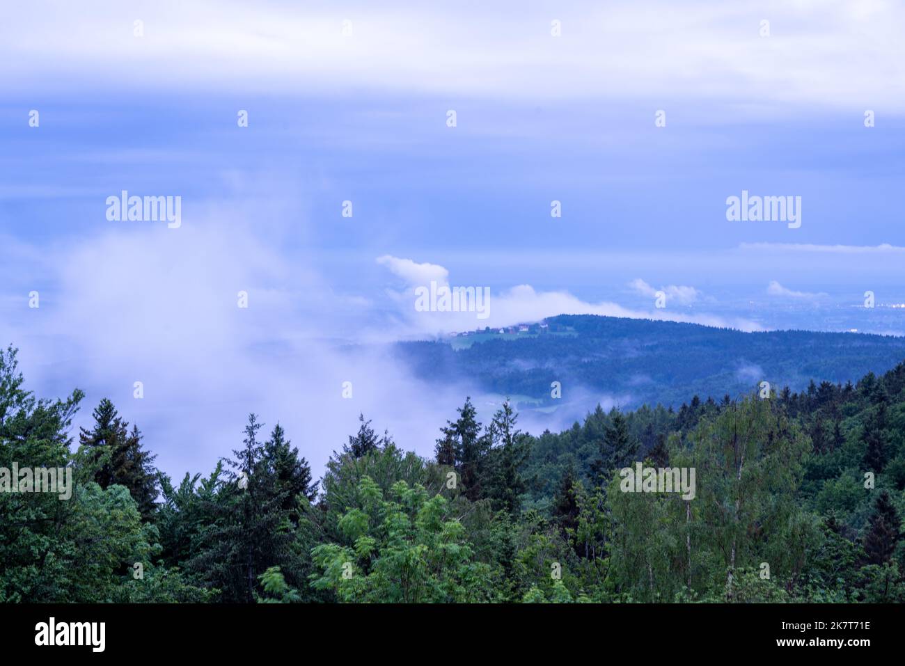 Landscape photos clouds and blue sky in the Bavarian Forest with ...