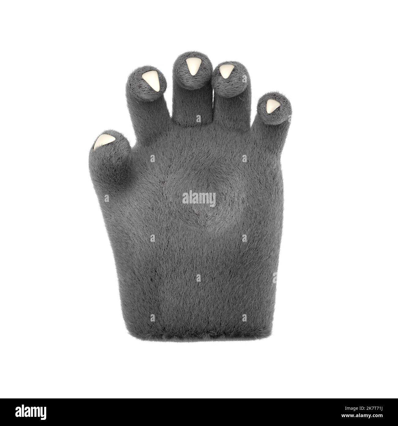 3d furry wolf hands in plastic cartoon style. Catch fingers gesture