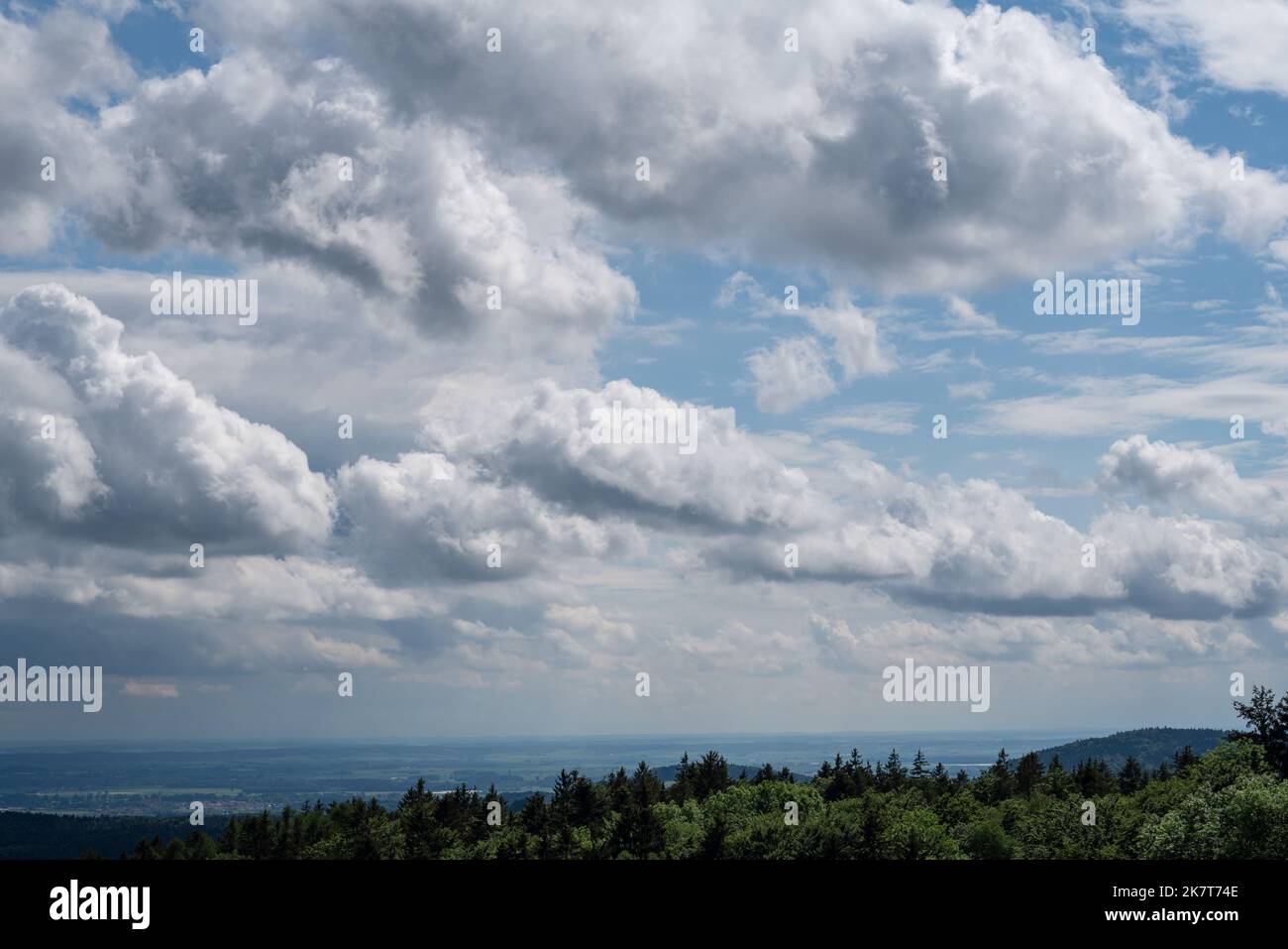Landscape photos clouds and blue sky in the Bavarian Forest with ...