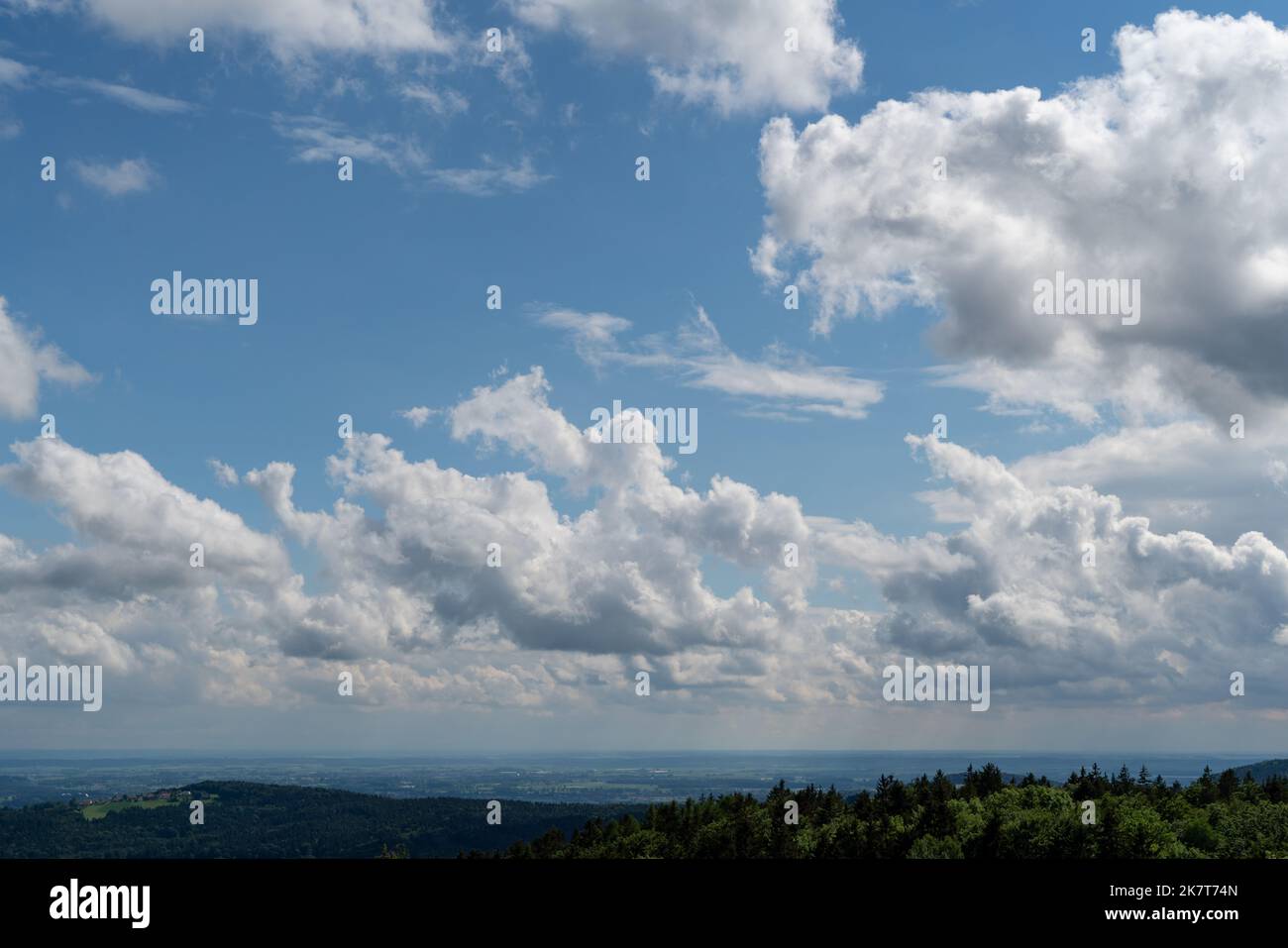 Landscape photos clouds and blue sky in the Bavarian Forest with ...