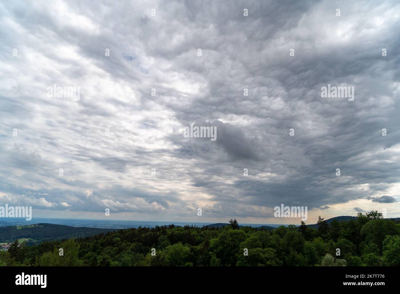 Landscape photos clouds and blue sky in the Bavarian Forest with ...