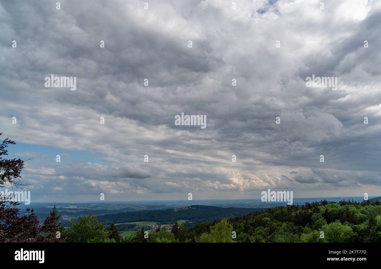 Landscape photos clouds and blue sky in the Bavarian Forest with ...