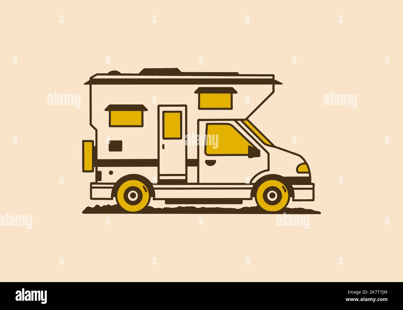 Vintage art illustration design of a camper van Stock Vector Image ...