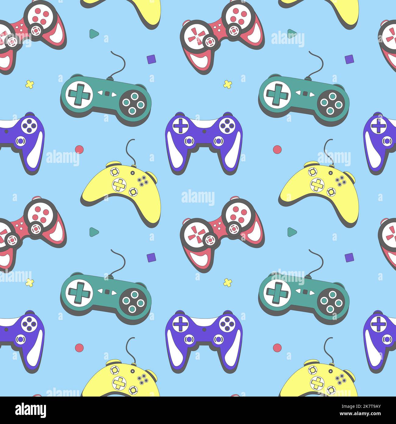 Seamless pattern gamepad in retro style. Game controller vector illustration Stock Vector