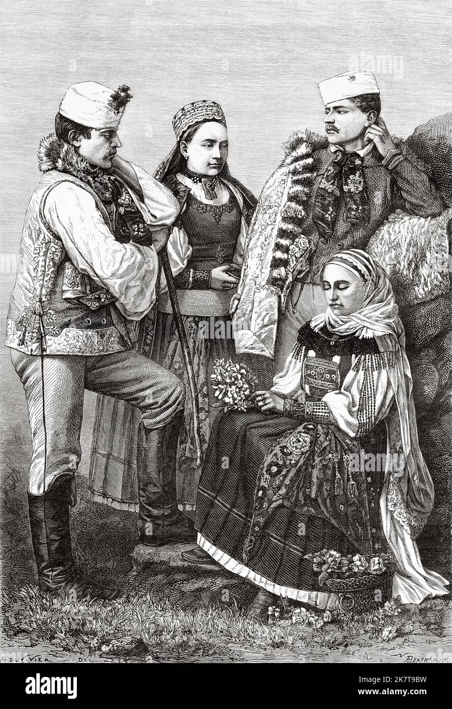 Magyars of Torotzko, Romania. Europe. Travel to the mining regions of western Transylvania by Jacques Elisee Reclus, 1873 Stock Photo