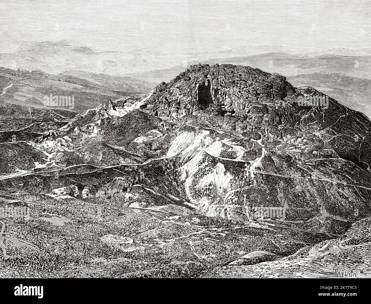 Csetatye goldmines, Romania. Europe. Travel to the mining regions of western Transylvania by Jacques Elisee Reclus, 1873 Stock Photo