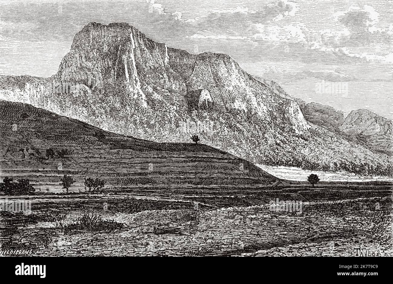 Szekely rock, Romania. Europe. Travel to the mining regions of western Transylvania by Jacques Elisee Reclus, 1873 Stock Photo