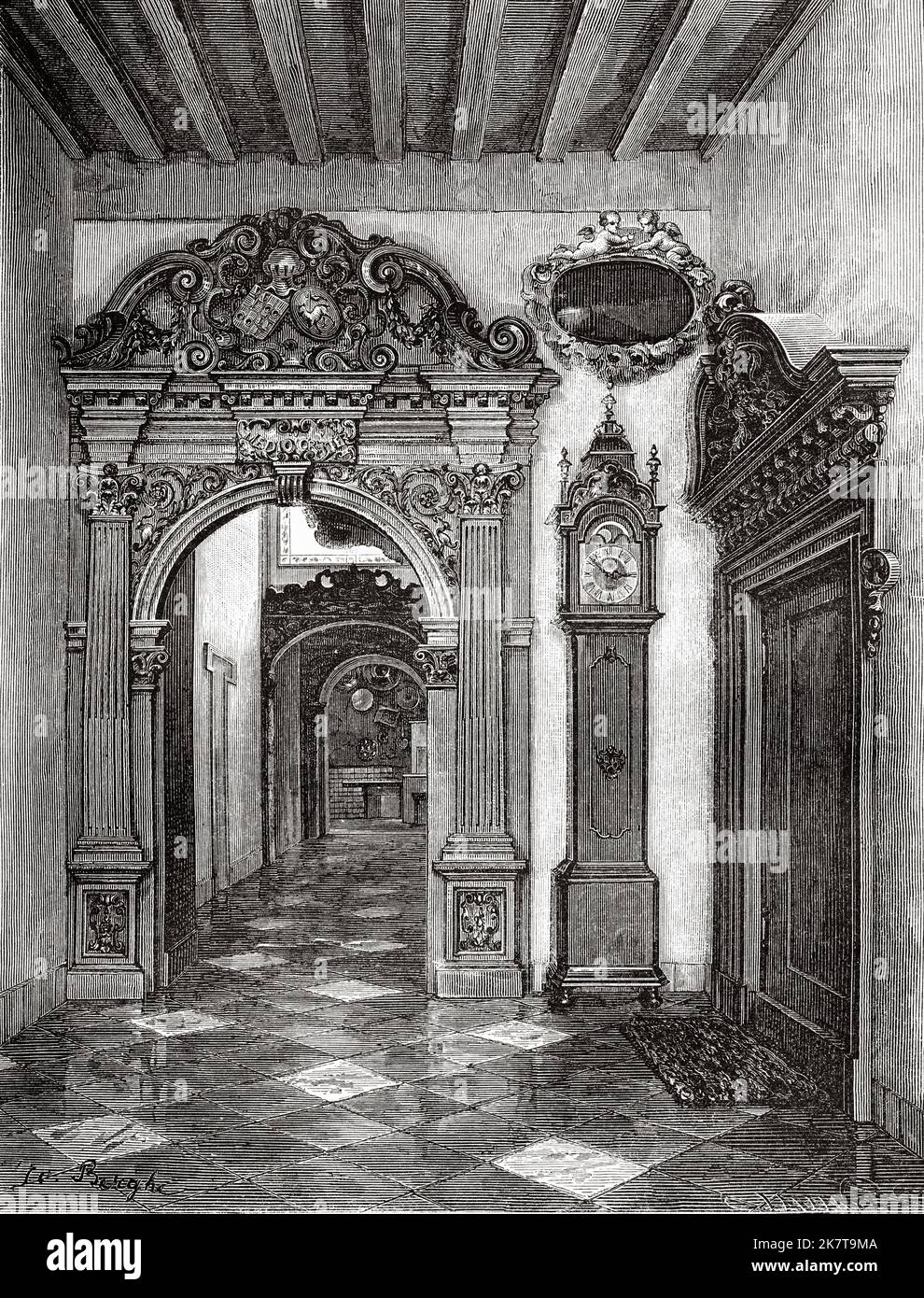 Vestibule of the three porticos, quai de Rouen, Middelburg. Netherlands, Europe. Trip to the Zeeland by Charles De Coster 1873 Stock Photo