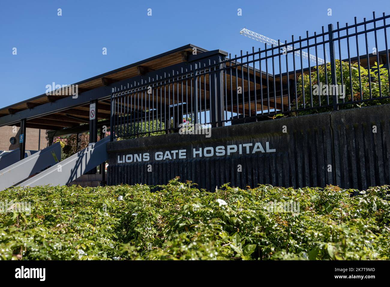 Vancouver, Canada July 12,2022 View of sign "Lions Gate Hospital" in