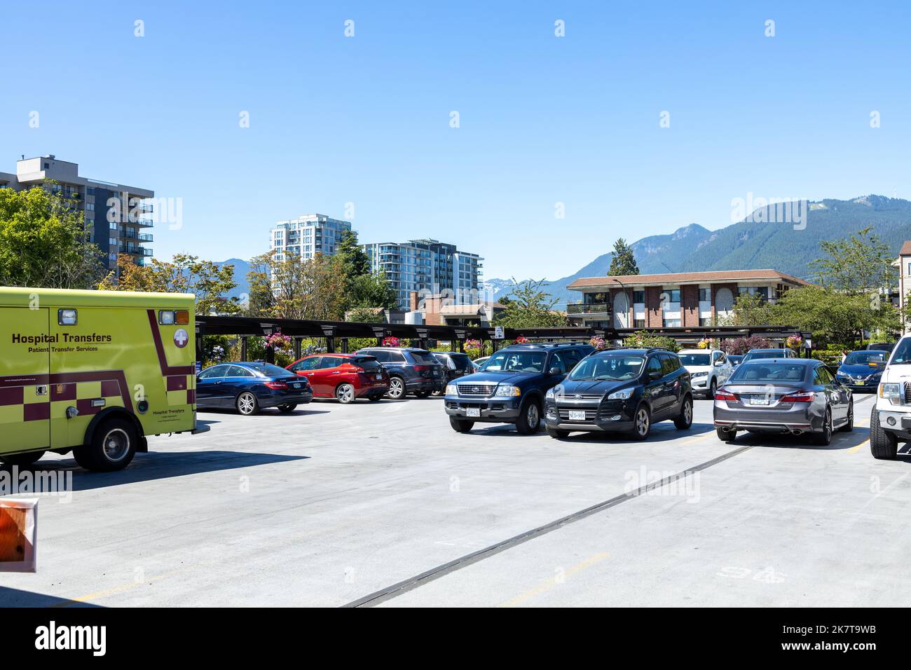 North Vancouver, Canada July 18, 2022 Parking lot at the Lions Gate