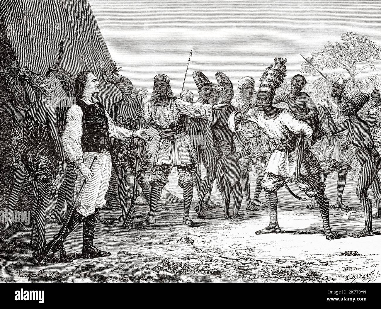 AbdesSamate carrying a Aka Pygmy on his back, Democratic Republic of