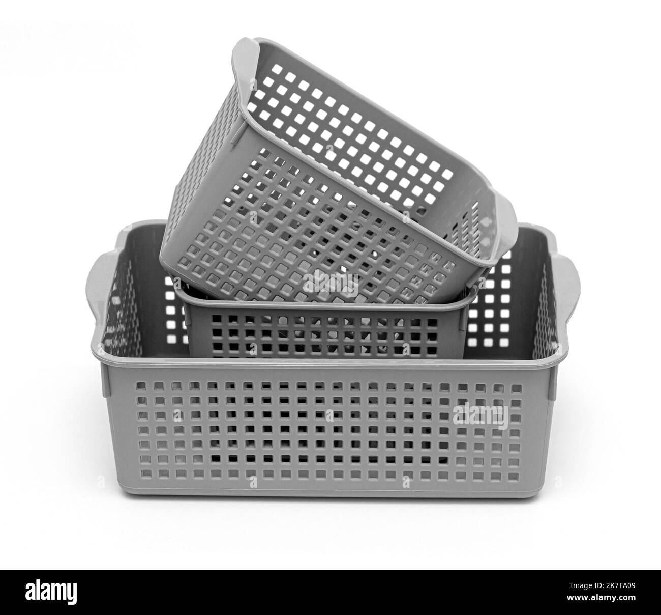 plastic baskets isolated on white background Stock Photo