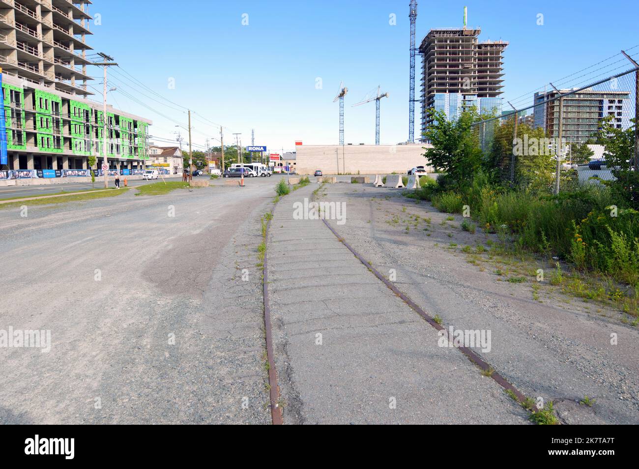 Abandoned rail line next to Robie Street in north end Halifax, Nova
