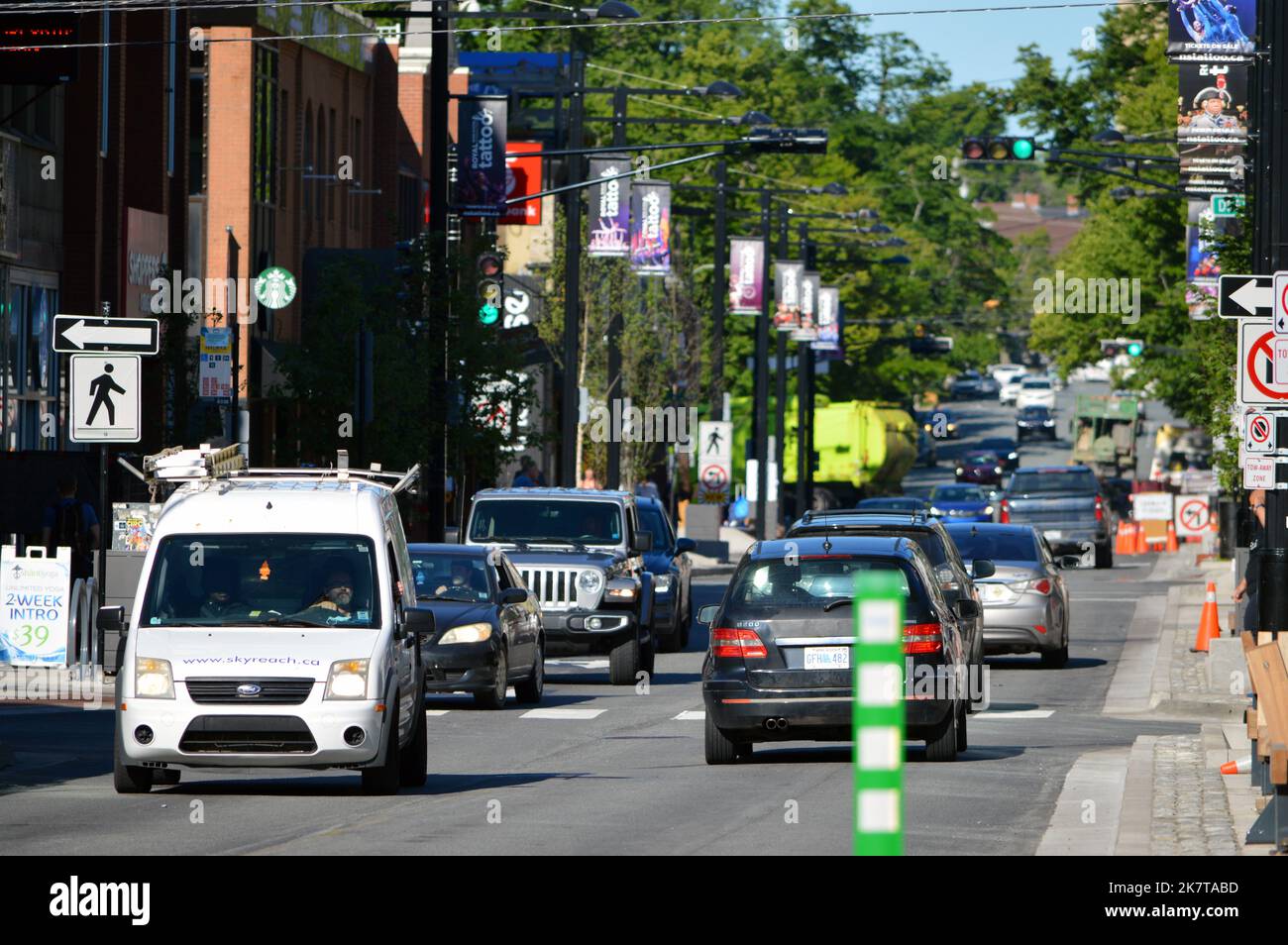 Traffic on Spring Garden Road in Halifax on the first day of a transit