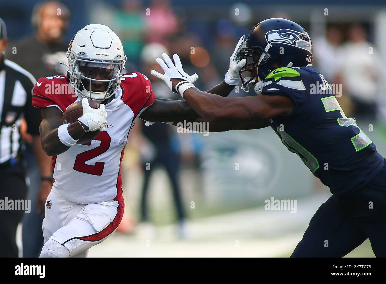 Wide receiver Marquise Brown of the Arizona Cardinals lines up