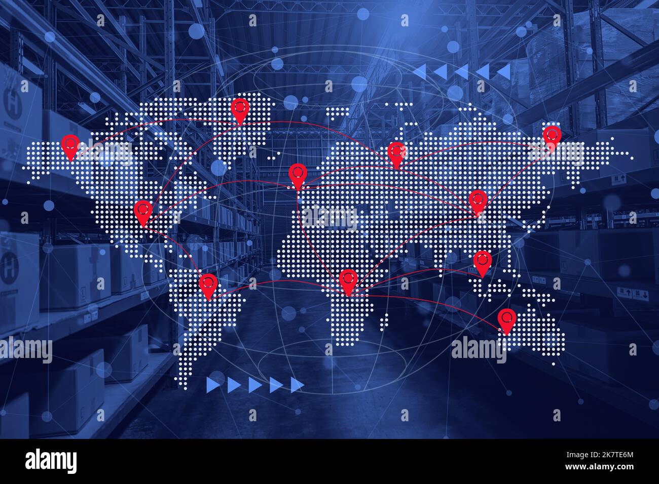 world products warehouse logistics distribution concept. global