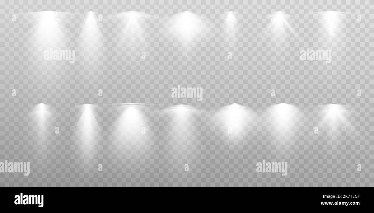 Set of vector spotlights. various forms of light. Stage spotlights