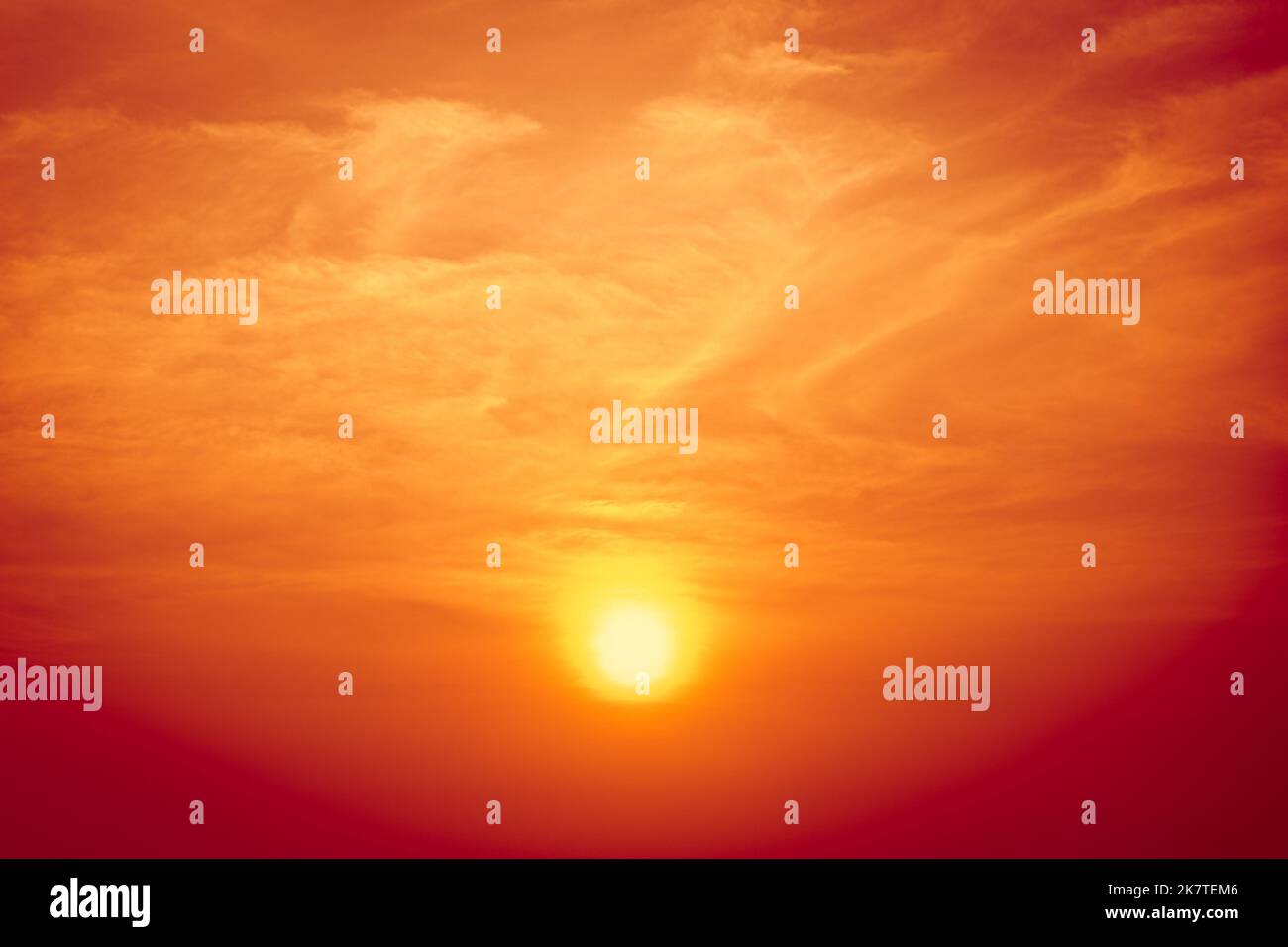 beautiful orange sunset sky in summer high season hot weather global warming Stock Photo