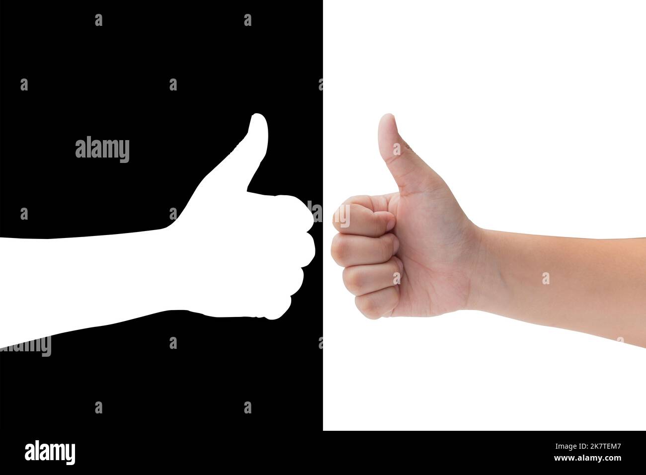 thumbs up hand isolated on white with shadow alpha channel Stock Photo