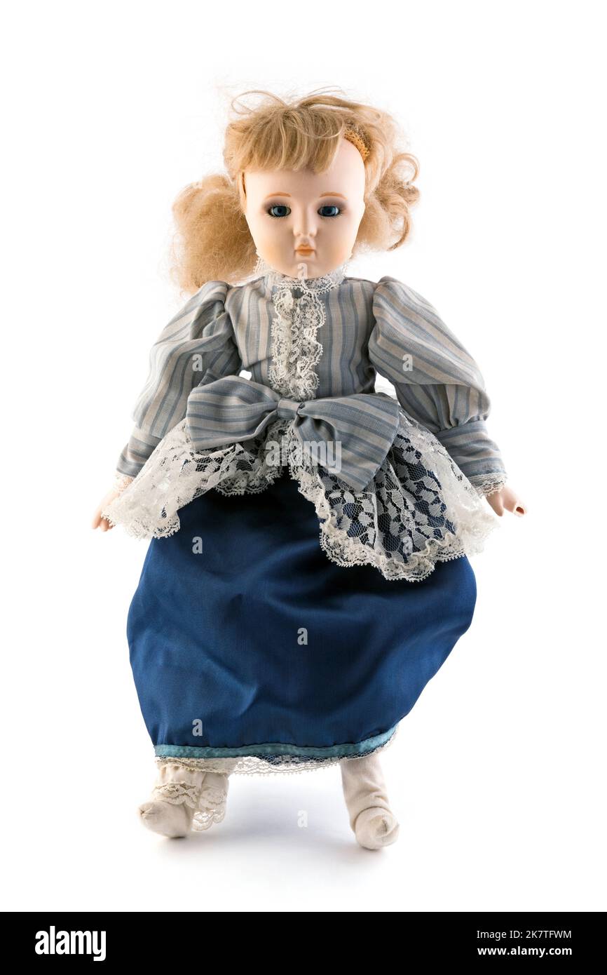 Vintage doll on white background Stock Photo