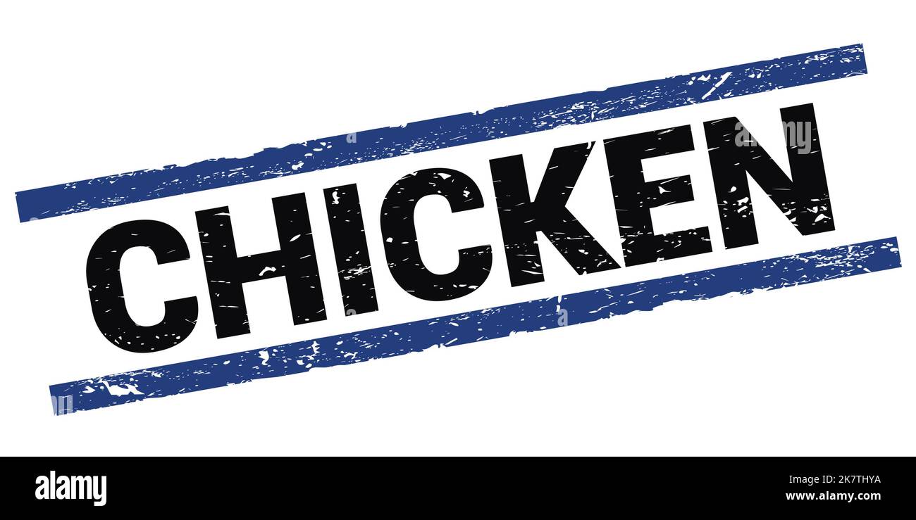 CHICKEN text written on black-blue rectangle stamp sign Stock Photo - Alamy