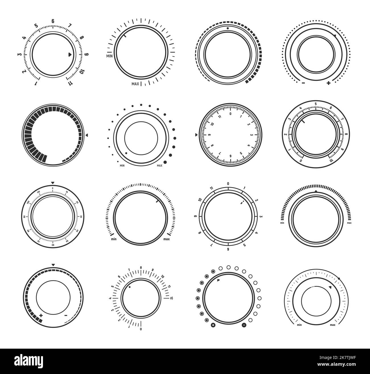 Volume round knob switch dials. Music sound control interface ...